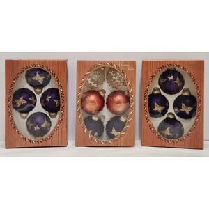 Christmas By Krebs Purple And Gold Glitter Butterflies/ Peach Glitter Set Of 14